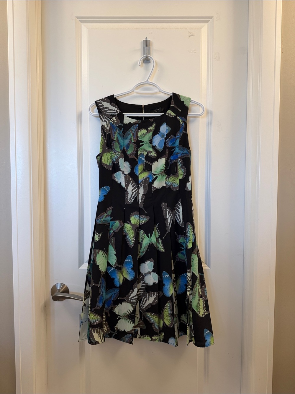 Ted Baker London Black Butterfly Print Sleeveless Dress TB size 2 (US 6-8)